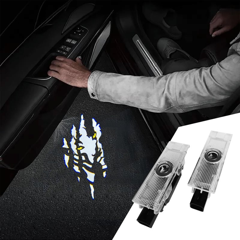 MXGAIC 2Pcs Car Door Lights Compatible with Challenger 2015-Present. Personality Pattern LED Projector Courtesy Welcome Lights for SRT SXT GT RT (Picture 1) - Image 1